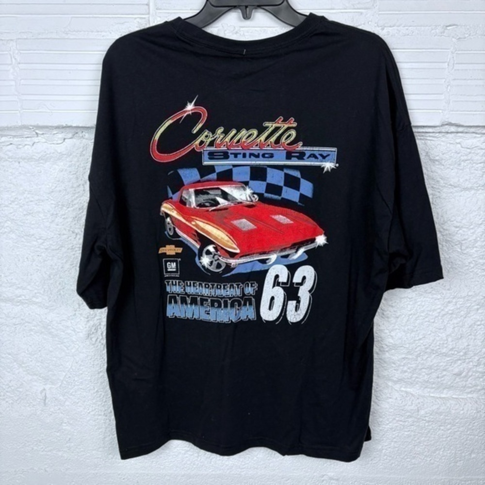 NWT GM OFFICIAL Corvette sting ray the heart of America Black Graphic T-Shirt M